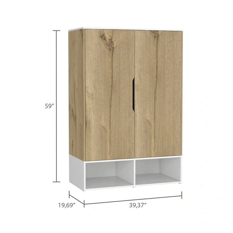Rose Double Armoire avec tringle à vêtements