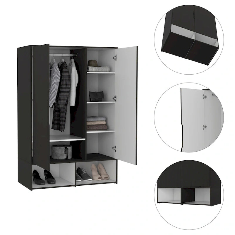 Rose Double Armoire avec tringle à vêtements