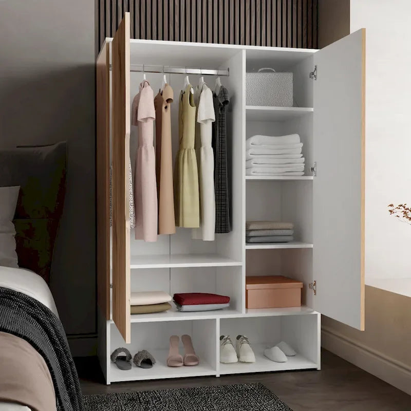 Rose Double Armoire avec tringle à vêtements