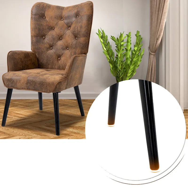 Fauteuil rustique avec accoudoirs capitonné à oreilles