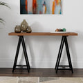Table console-sofa de style industriel moderne en BOIS MASSIF et métal, 50 pouces de large, en BOIS DE NOYER MASSIF et métal, couleur noyer