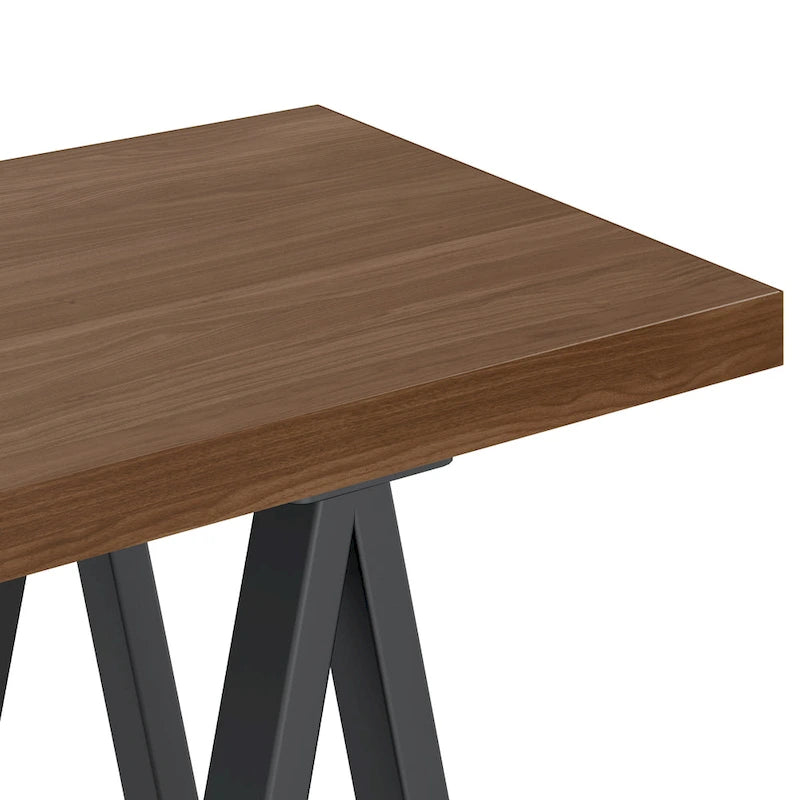 Table console-sofa de style industriel moderne en BOIS MASSIF et métal, 50 pouces de large, en BOIS DE NOYER MASSIF et métal, couleur noyer