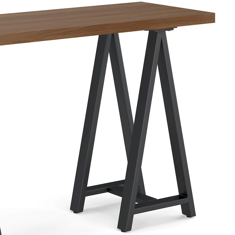 Table console-sofa de style industriel moderne en BOIS MASSIF et métal, 50 pouces de large, en BOIS DE NOYER MASSIF et métal, couleur noyer
