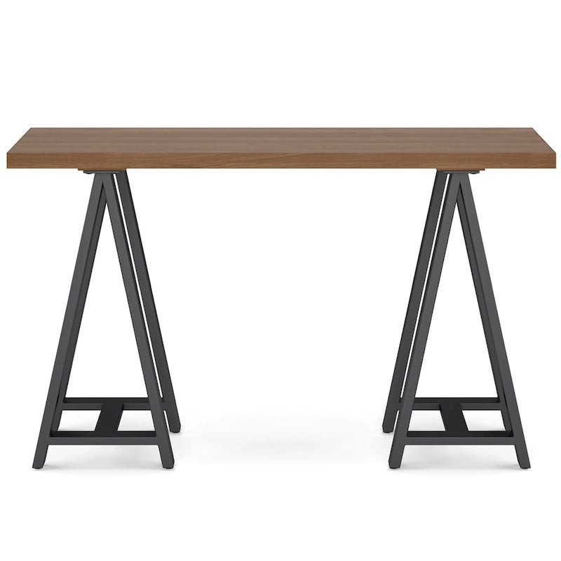 Table console-sofa de style industriel moderne en BOIS MASSIF et métal, 50 pouces de large, en BOIS DE NOYER MASSIF et métal, couleur noyer