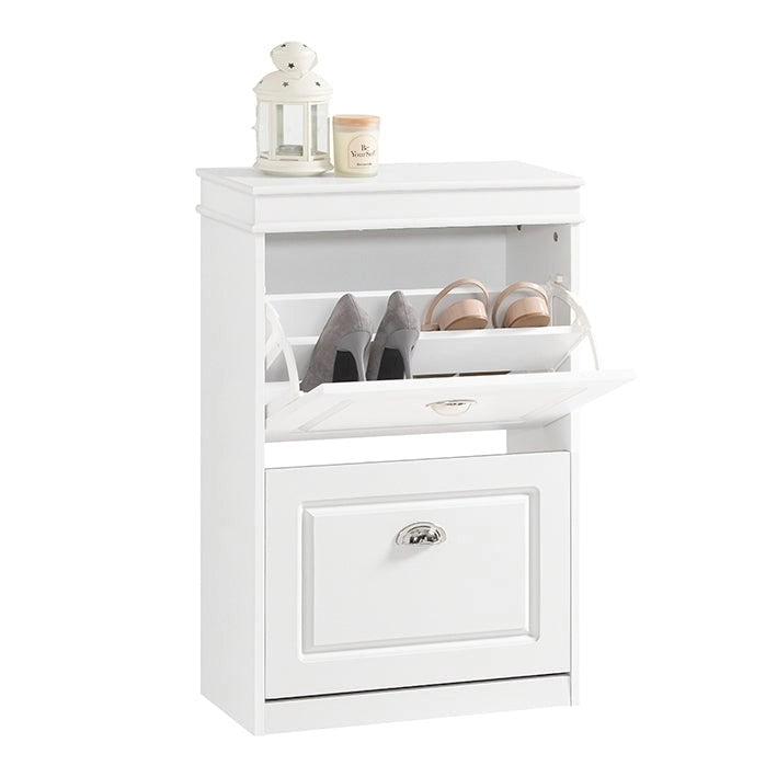 SoBuy FSR78-W, White 2 Drawers Shoe Cabinet Shoe Rack Shoe Storage