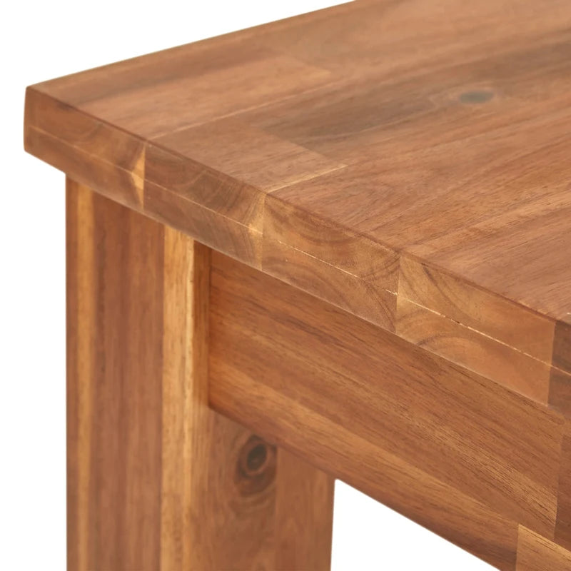 Table basse en bois d'acacia massif avec étagère inférieure