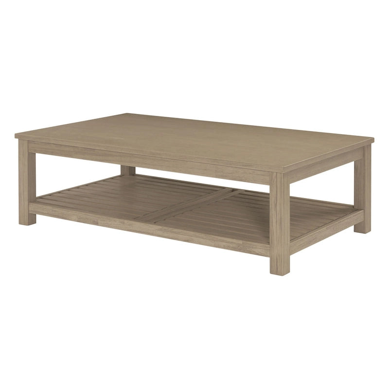 Table basse en bois d'acacia massif avec étagère inférieure