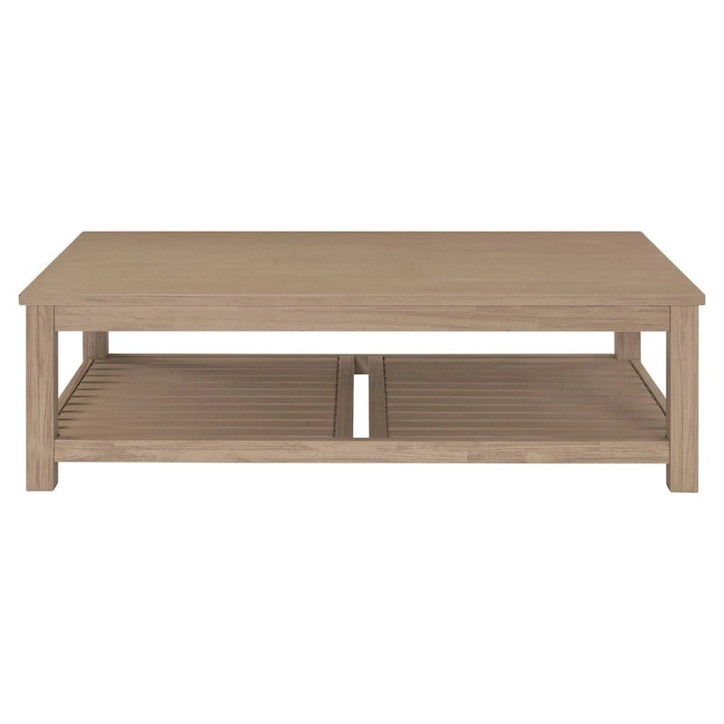 Table basse en bois d'acacia massif avec étagère inférieure