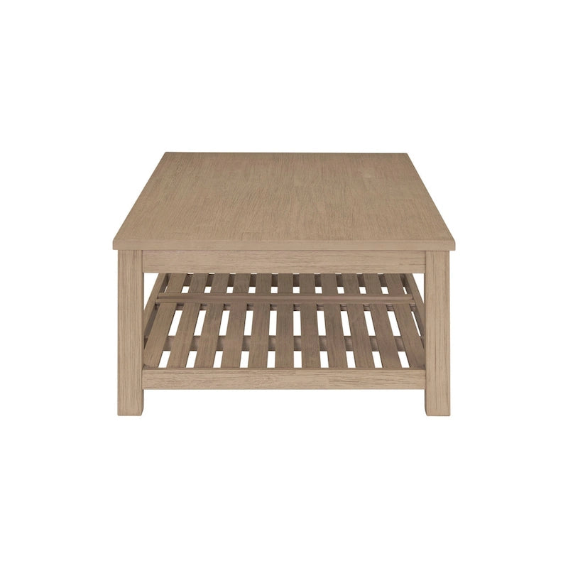 Table basse en bois d'acacia massif avec étagère inférieure