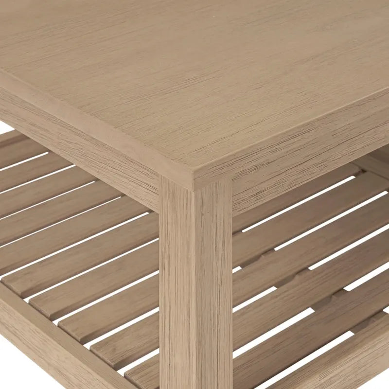 Table basse en bois d'acacia massif avec étagère inférieure