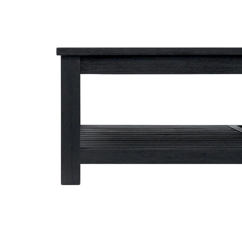 Table basse en bois d'acacia massif avec étagère inférieure