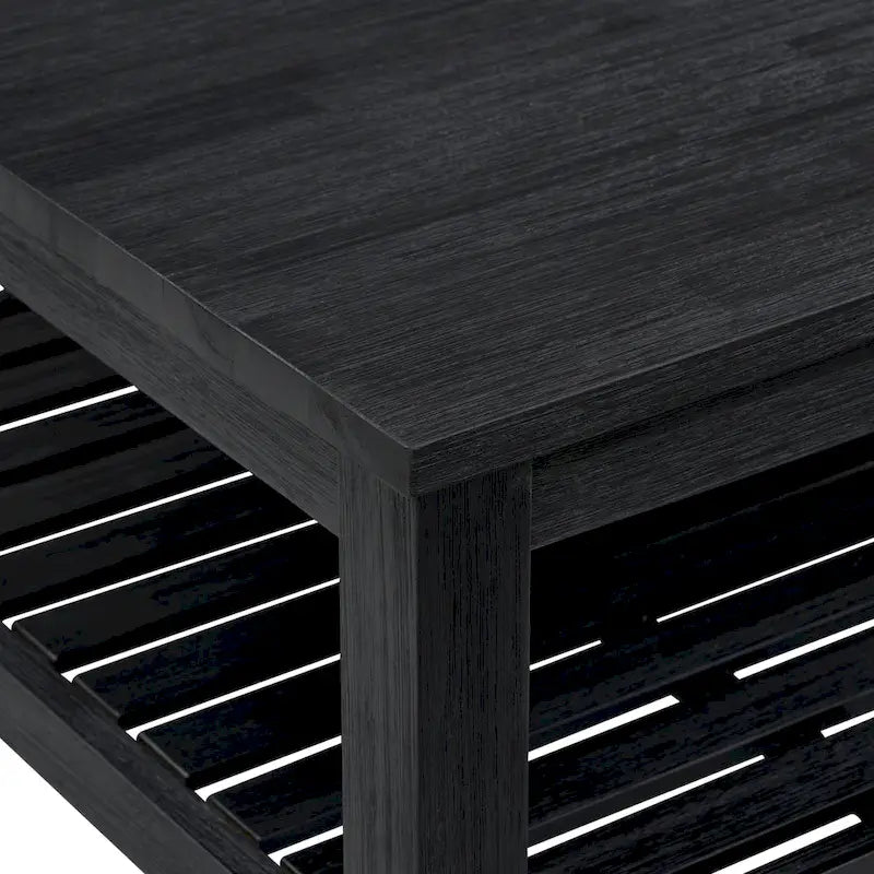 Table basse en bois d'acacia massif avec étagère inférieure