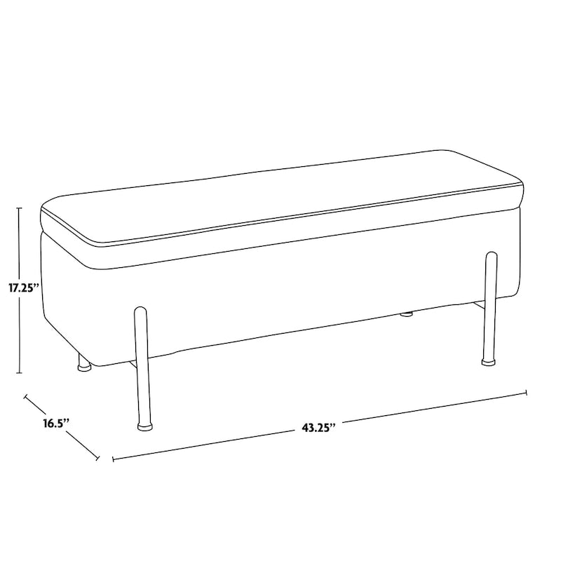 Banc de rangement Silver Orchid avec couvercle relevable