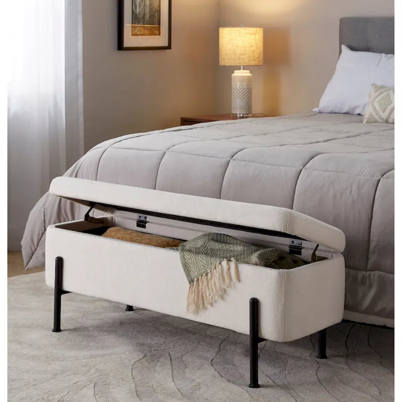 Banc de rangement Silver Orchid avec couvercle relevable