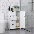 Meuble de rangement de salle de bain blanc, meuble bas avec étagère réglable et tiroirs