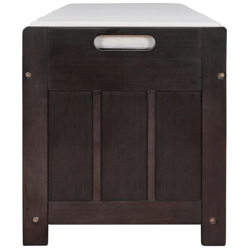 Banc de rangement en bois à 3 tiroirs avec coussin