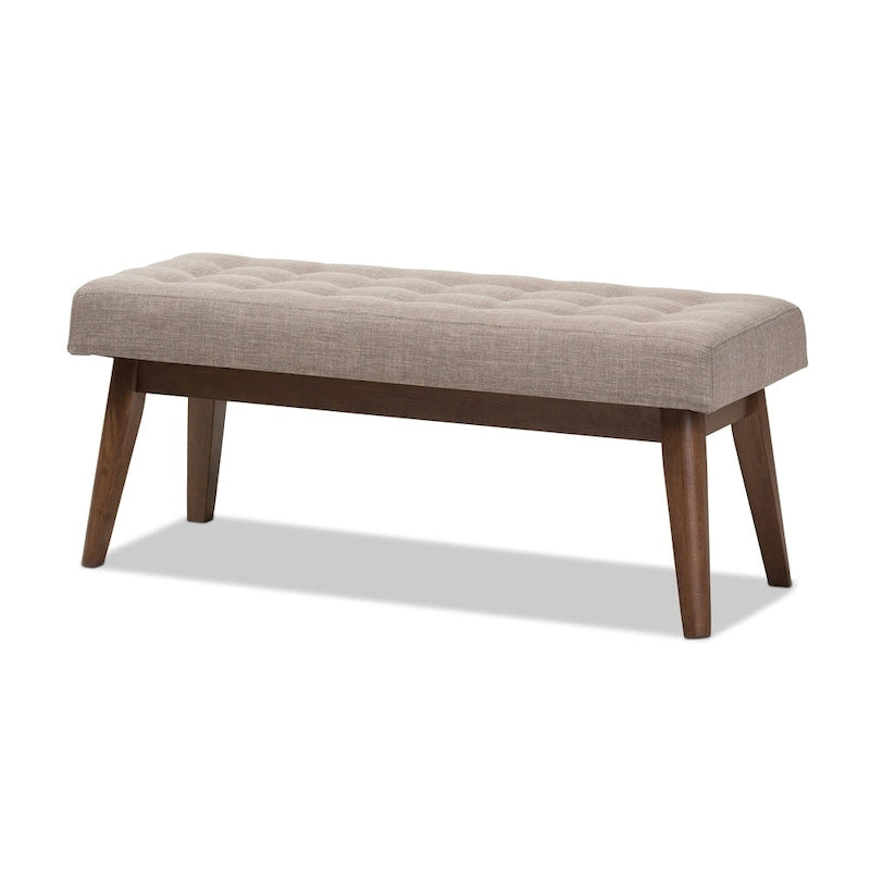 Banc capitonné en tissu, style milieu de siècle