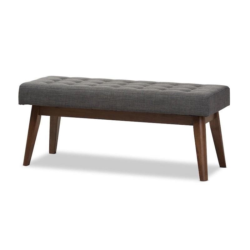 Banc capitonné en tissu, style milieu de siècle