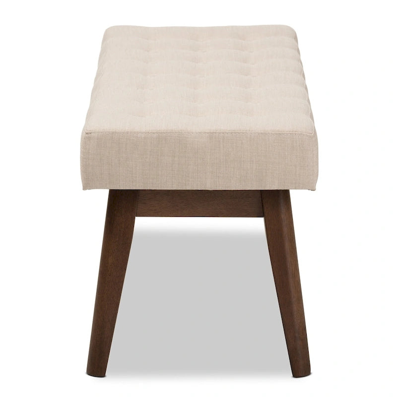 Banc capitonné en tissu, style milieu de siècle