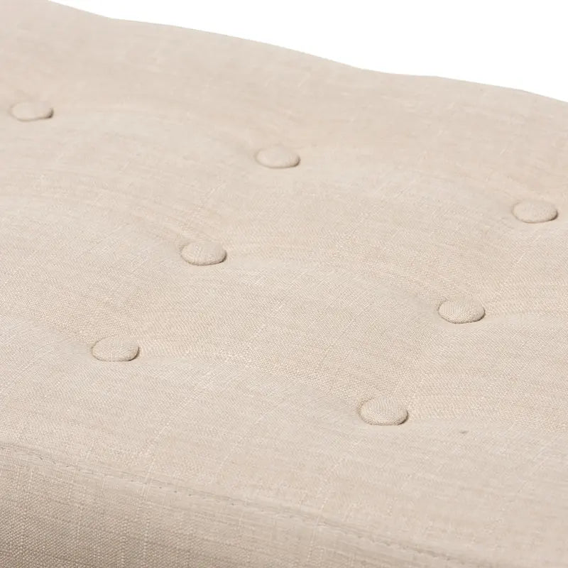Banc capitonné en tissu, style milieu de siècle