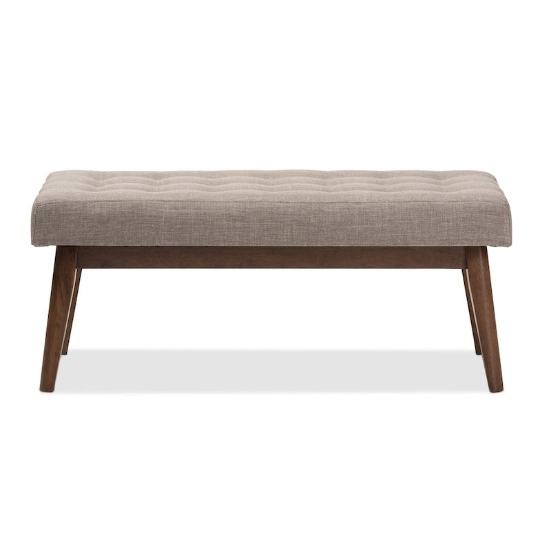 Banc capitonné en tissu, style milieu de siècle