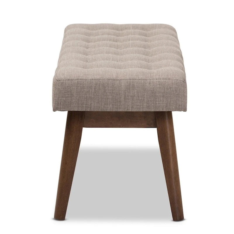 Banc capitonné en tissu, style milieu de siècle