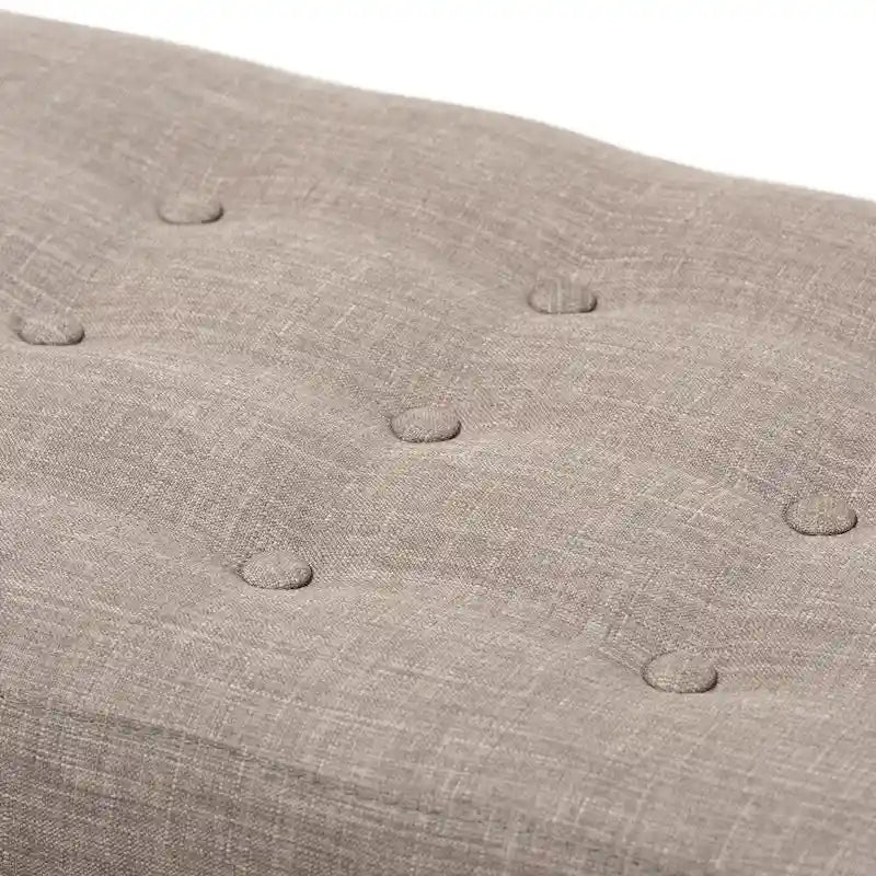 Banc capitonné en tissu, style milieu de siècle