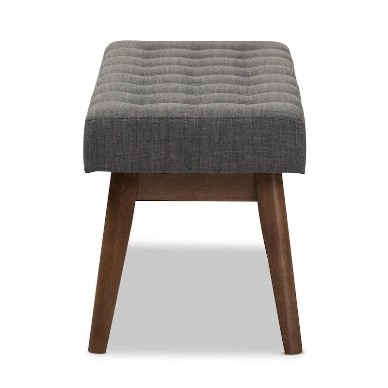 Banc capitonné en tissu, style milieu de siècle