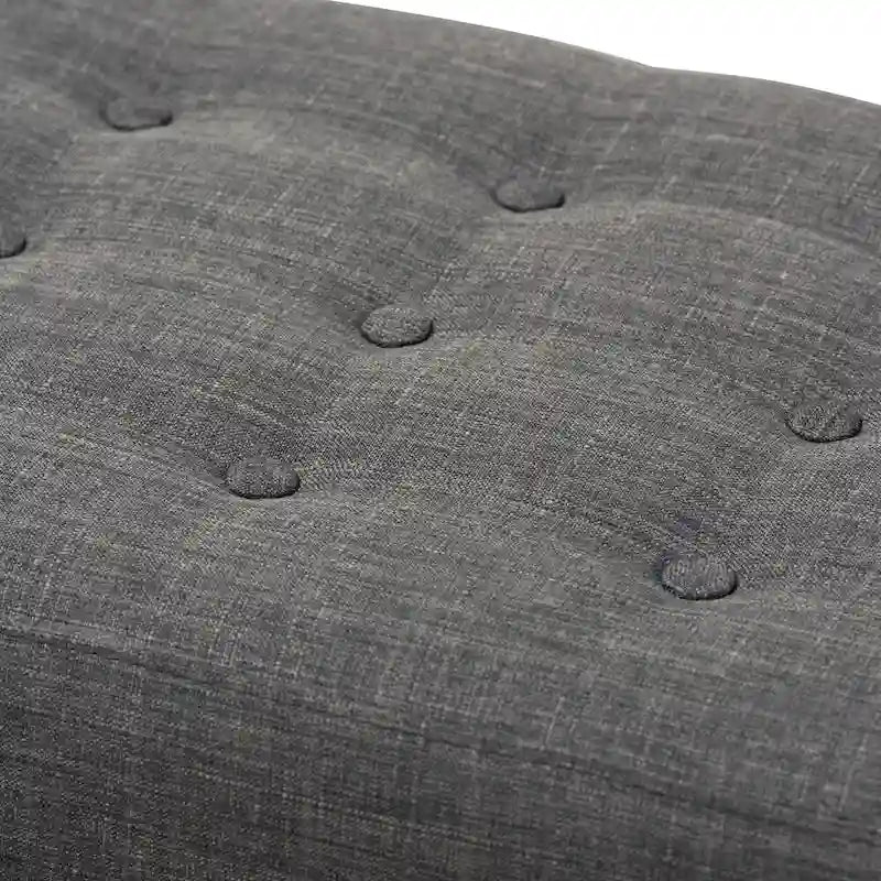 Banc capitonné en tissu, style milieu de siècle