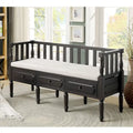Banc de rangement capitonné en tissu avec 3 tiroirs, style fermette