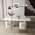 Chaise de salle à manger ou de coiffeuse en velours plissé bouclé style glamour moderne (lot de 2) avec poignée arrière