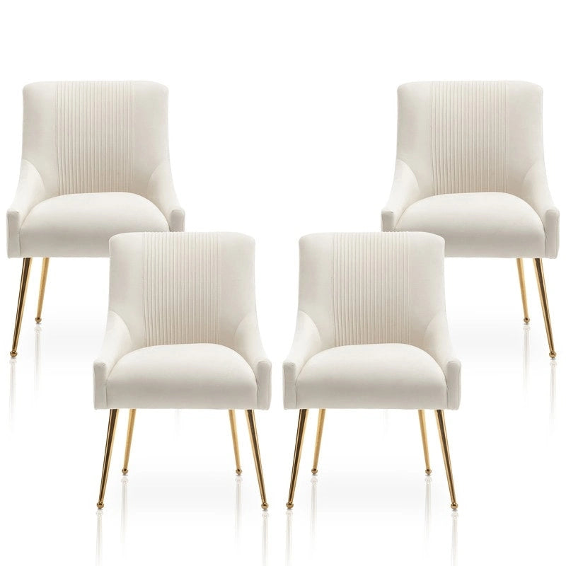 Chaise de salle à manger ou de coiffeuse en velours plissé bouclé style glamour moderne (lot de 2) avec poignée arrière