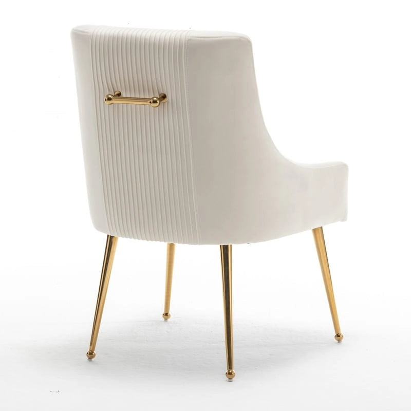 Chaise de salle à manger ou de coiffeuse en velours plissé bouclé style glamour moderne (lot de 2) avec poignée arrière