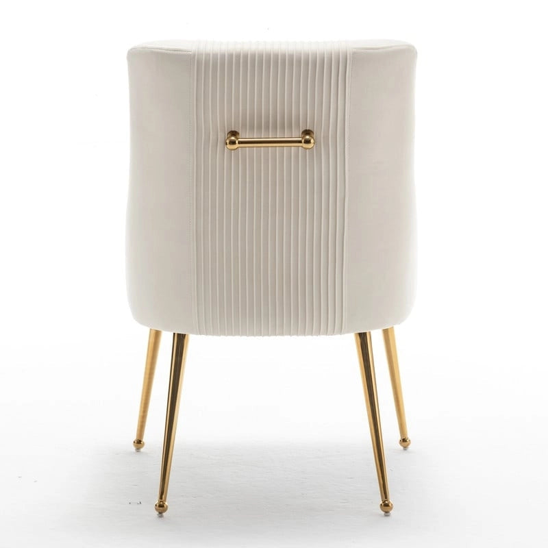 Chaise de salle à manger ou de coiffeuse en velours plissé bouclé style glamour moderne (lot de 2) avec poignée arrière