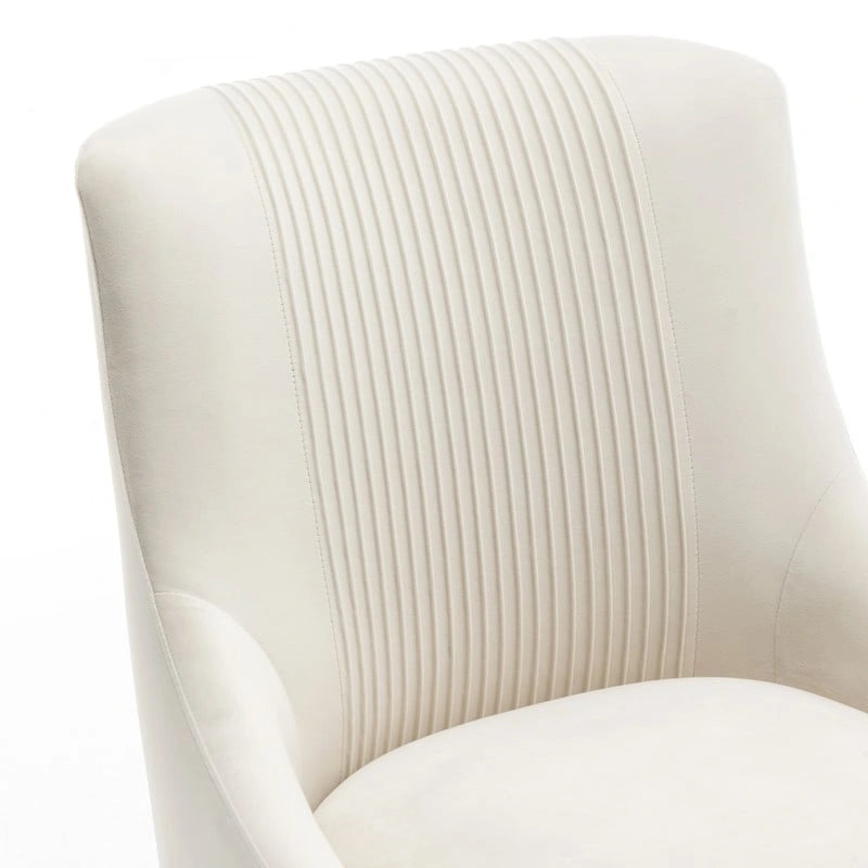 Chaise de salle à manger ou de coiffeuse en velours plissé bouclé style glamour moderne (lot de 2) avec poignée arrière