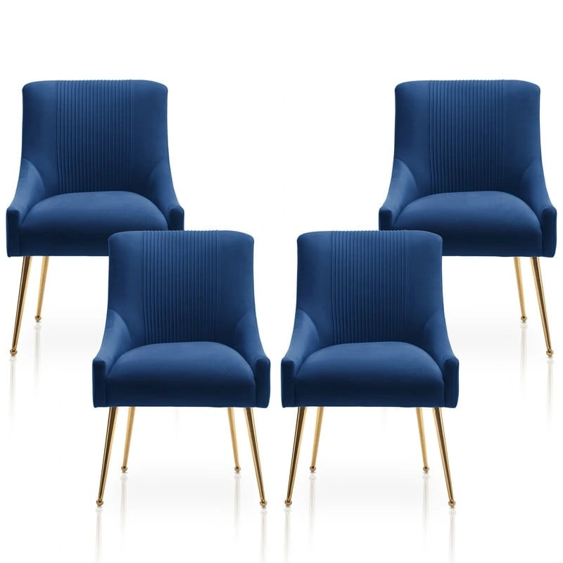 Chaise de salle à manger ou de coiffeuse en velours plissé bouclé style glamour moderne (lot de 2) avec poignée arrière