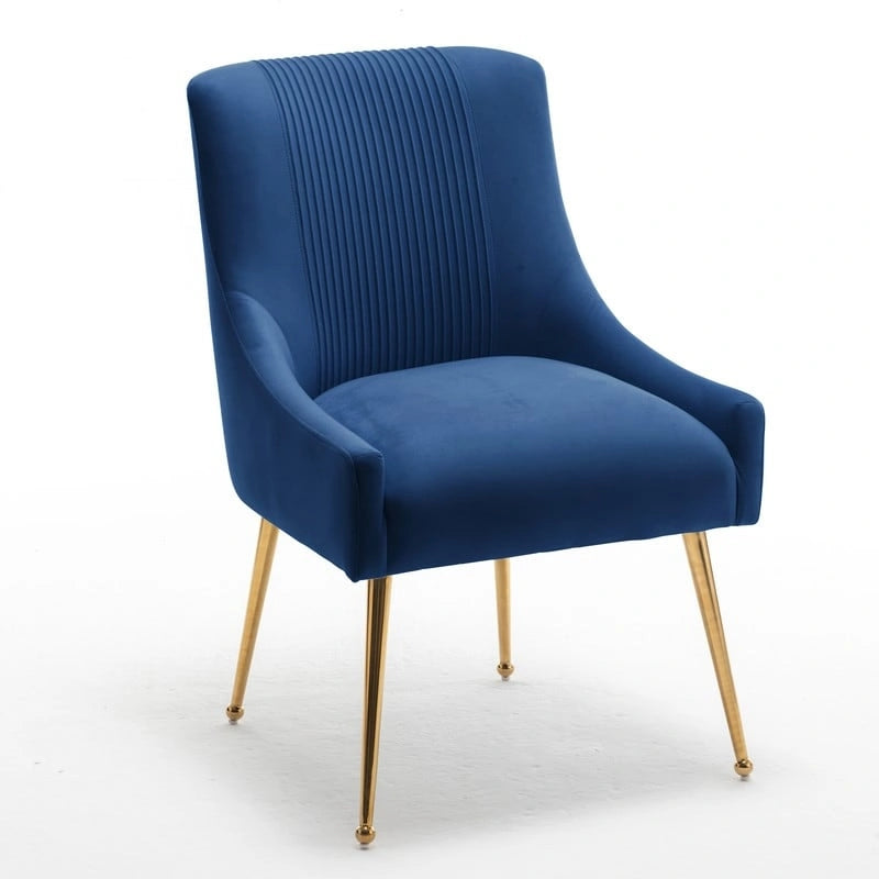 Chaise de salle à manger ou de coiffeuse en velours plissé bouclé style glamour moderne (lot de 2) avec poignée arrière