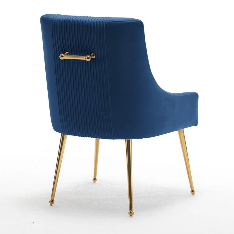 Chaise de salle à manger ou de coiffeuse en velours plissé bouclé style glamour moderne (lot de 2) avec poignée arrière