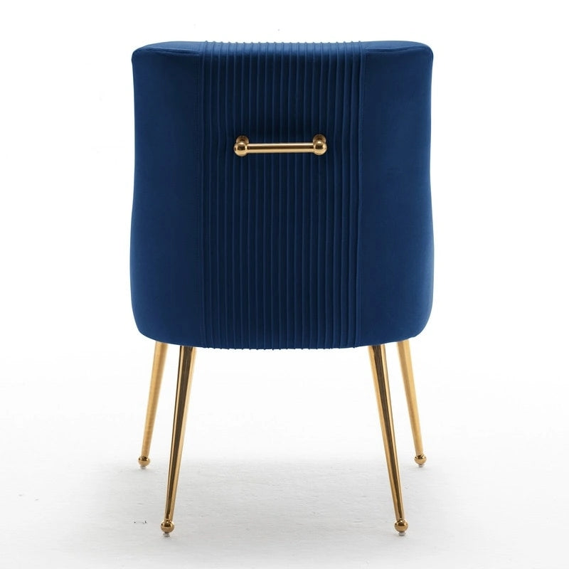 Chaise de salle à manger ou de coiffeuse en velours plissé bouclé style glamour moderne (lot de 2) avec poignée arrière