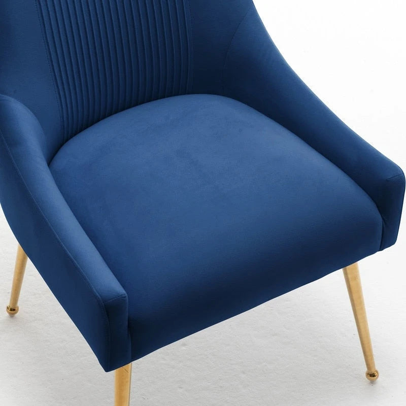 Chaise de salle à manger ou de coiffeuse en velours plissé bouclé style glamour moderne (lot de 2) avec poignée arrière