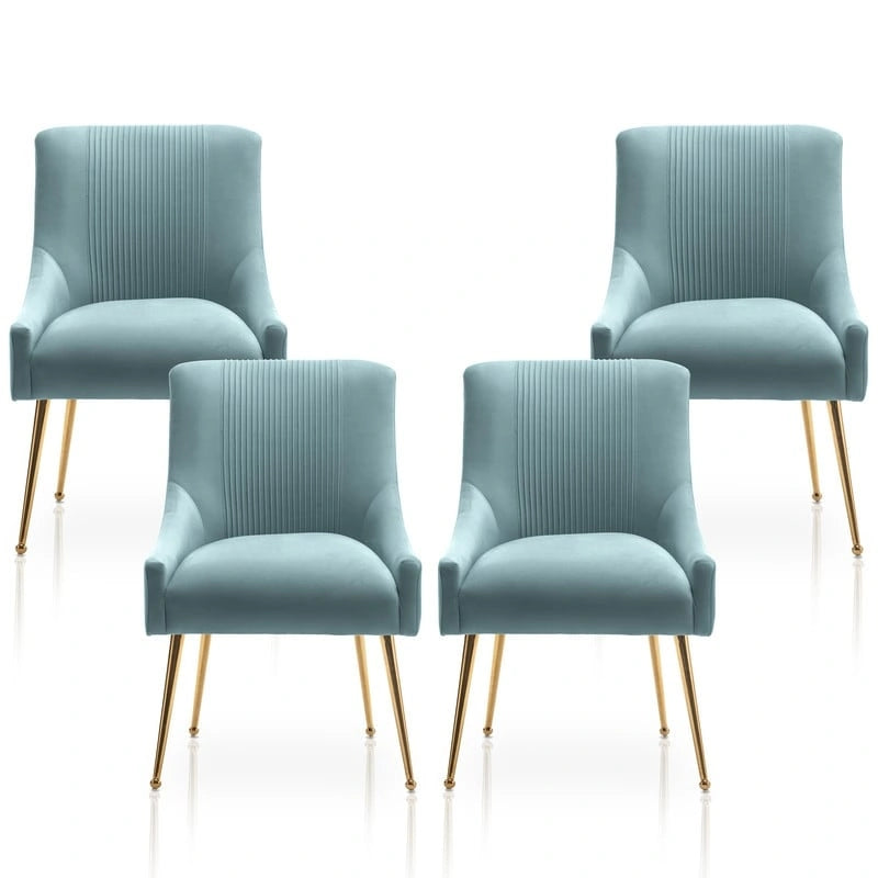 Chaise de salle à manger ou de coiffeuse en velours plissé bouclé style glamour moderne (lot de 2) avec poignée arrière