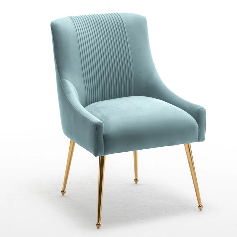 Chaise de salle à manger ou de coiffeuse en velours plissé bouclé style glamour moderne (lot de 2) avec poignée arrière