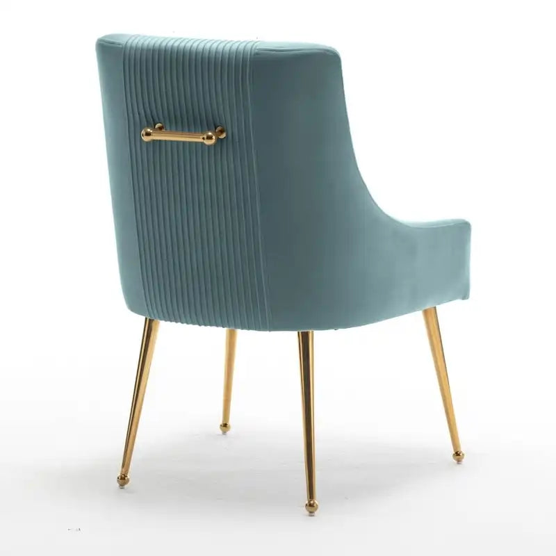 Chaise de salle à manger ou de coiffeuse en velours plissé bouclé style glamour moderne (lot de 2) avec poignée arrière