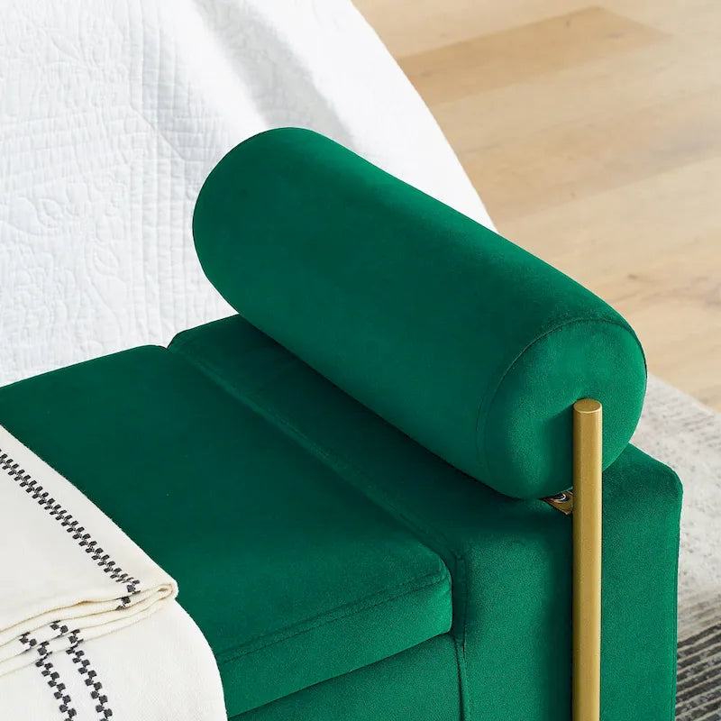 Banc de rangement élégant en velours capitonné