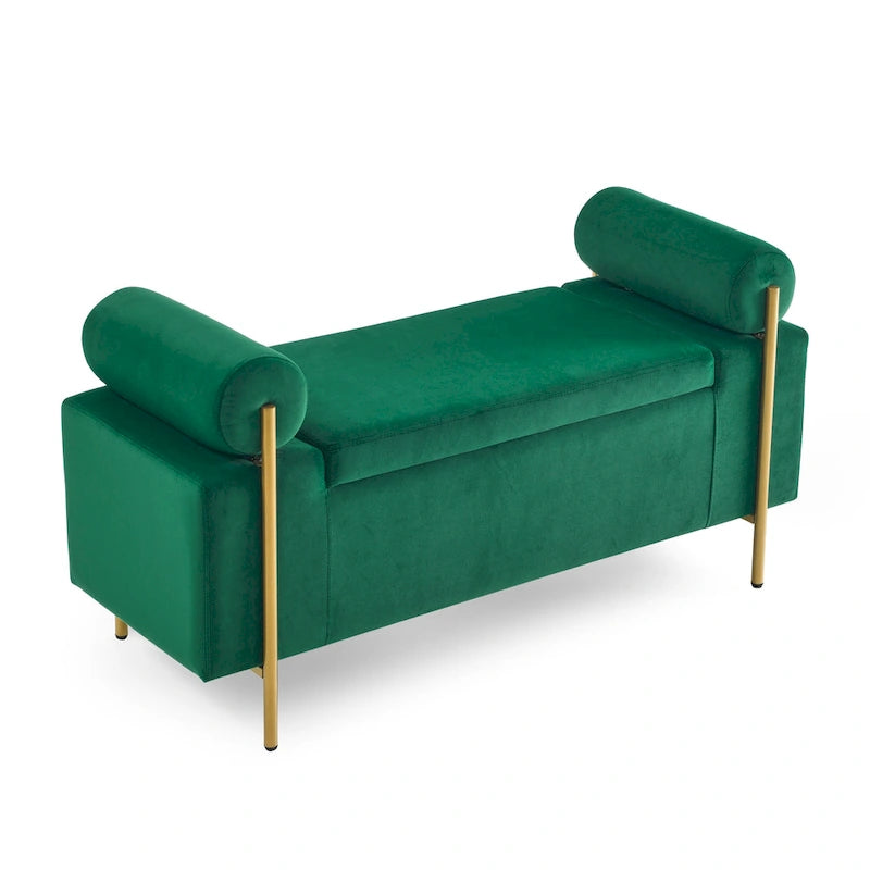 Banc de rangement élégant en velours capitonné