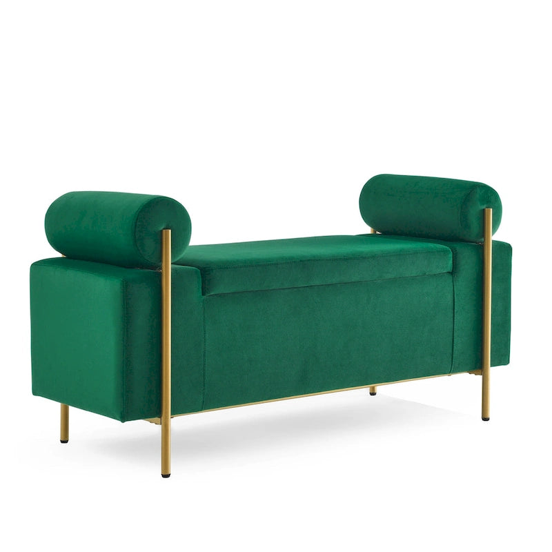 Banc de rangement élégant en velours capitonné