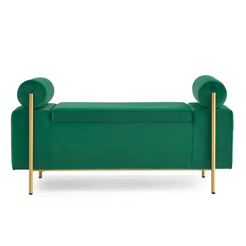 Banc de rangement élégant en velours capitonné