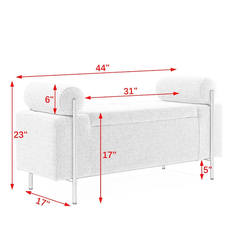 Banc de rangement élégant en velours capitonné