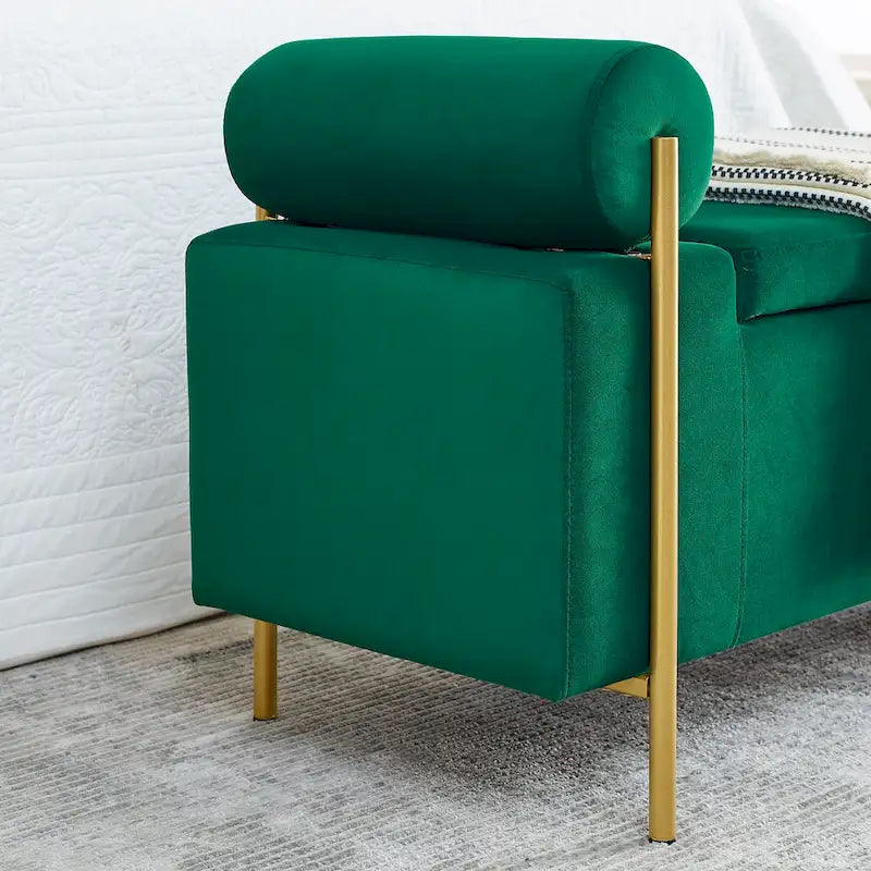 Banc de rangement élégant en velours capitonné