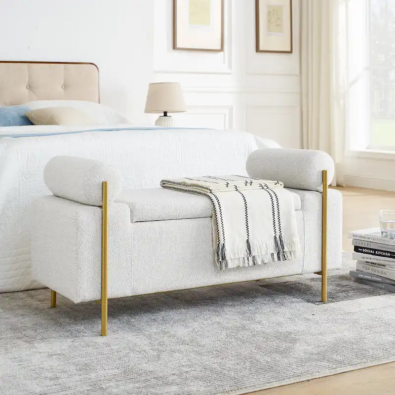 Banc de rangement élégant en velours capitonné
